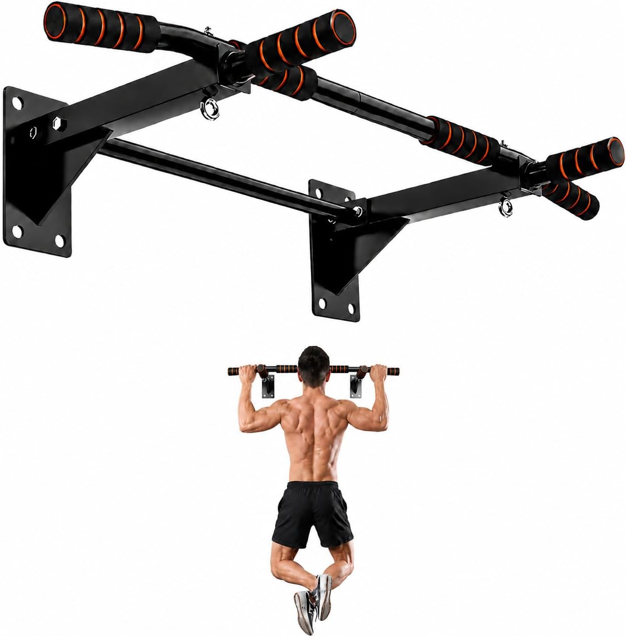 Pull Up Bar - 家庭用ジム向けの懸垂バー。壁に取り付け可能で、頑丈な構造。最大500ポンド（約227kg）まで耐えられます。