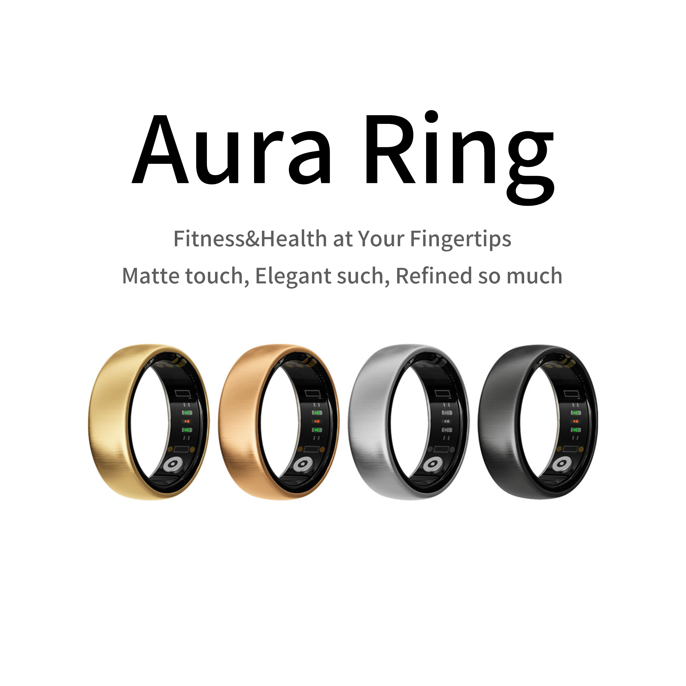Gymnastic Ring - AURAマットスマートリングフィットネススポーツヘルスモニター睡眠温度計高品質長時間バッテリー ローズゴールドリング 女性用 レディース