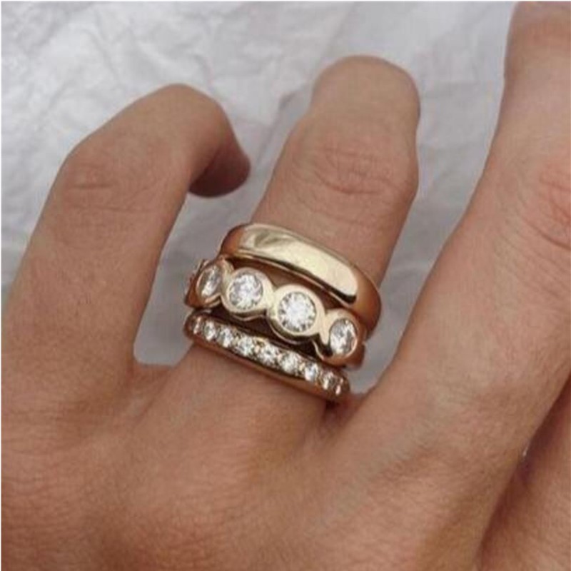Gymnastic Ring - オルツーン-女性のための幾何学的な象眼細工のジルコンリング,3ピース,パーティーアクセサリー,カスタムジュエリー,ファッション,新しい,2024