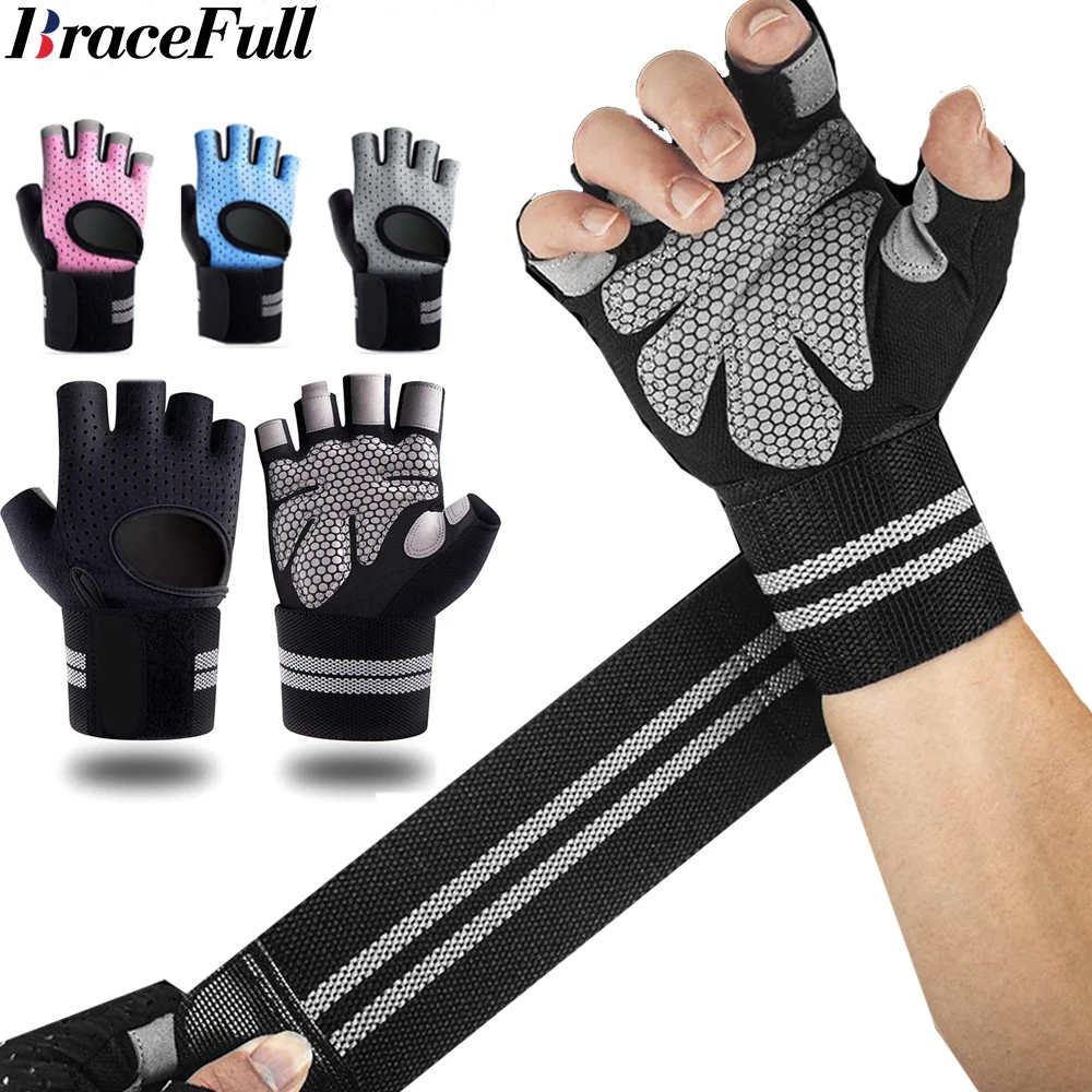 Weightlifting Gloves - 1 ペアハーフフィンガージムフィットネスグローブリストラップサポート付き男性女性クロスフィットワークアウトパワーウェイトリフティング機器