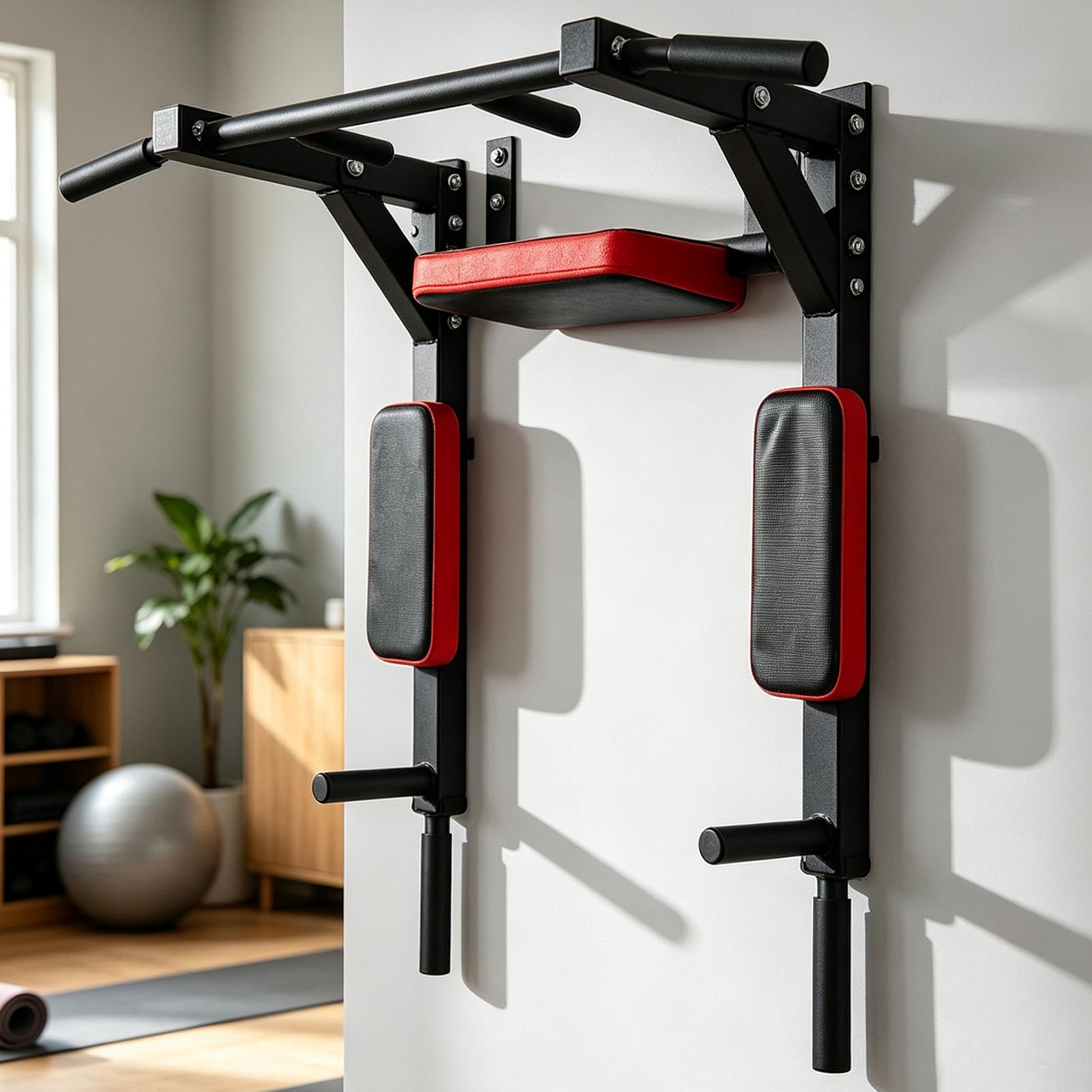 Pull Up Bar - 壁掛け式懸垂バー フィットネス水平バー 多機能ディップススタンド アイレット付き 耐荷重200kg ジムアクセサリー用