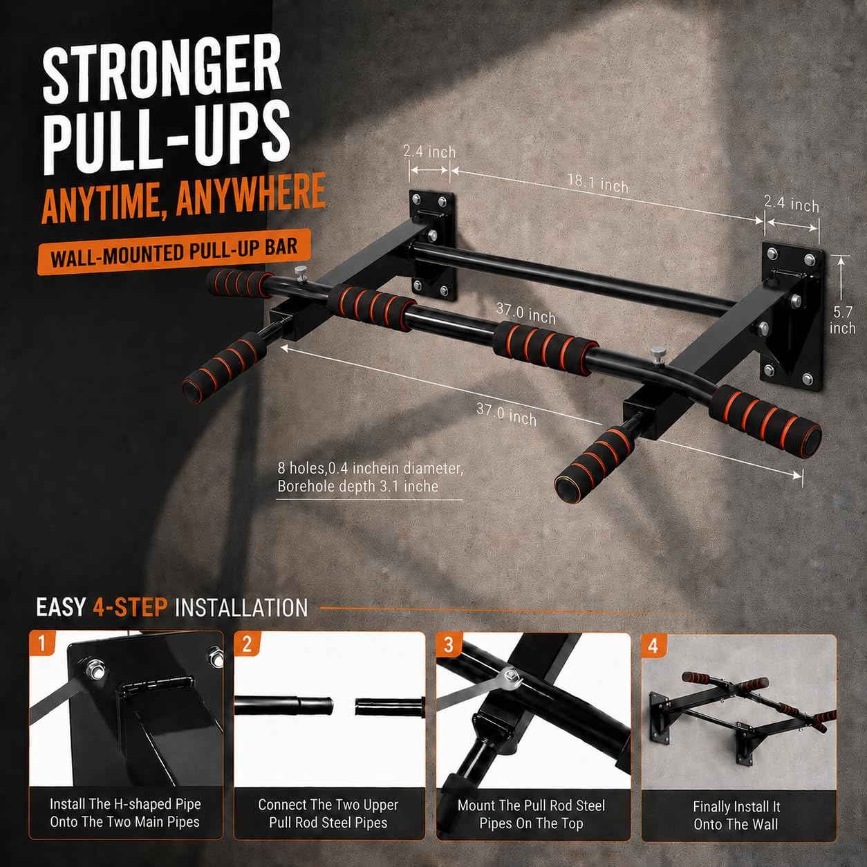家庭用ジム向けの懸垂バー。壁に取り付け可能で、頑丈な構造。最 - Pull Up Bar のレビューと価格