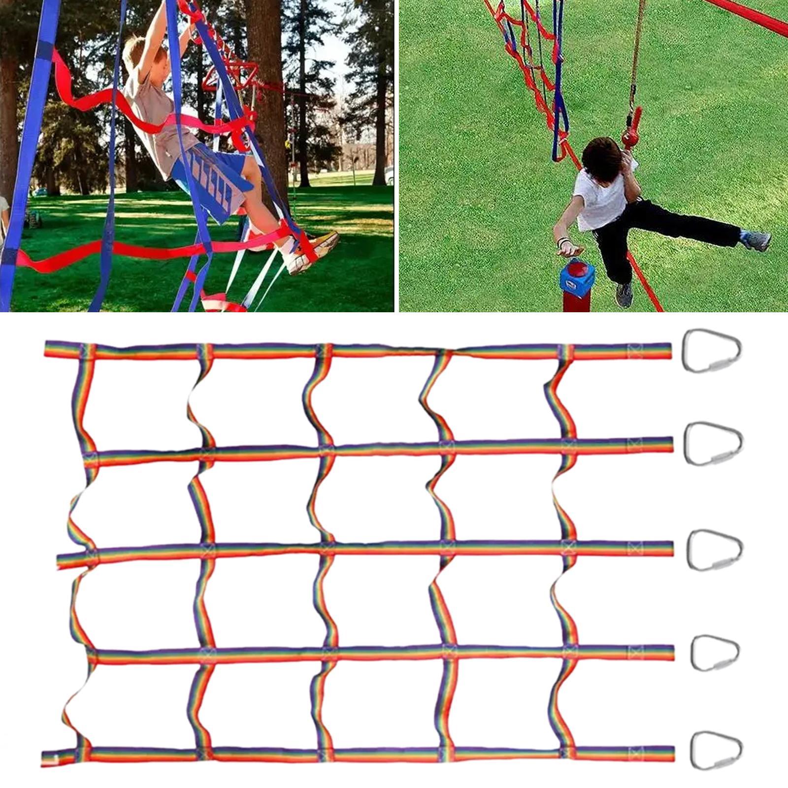 子供用クライミングネット、レインボーロープラダー、屋外用プレ - Rope Climb のレビューと価格