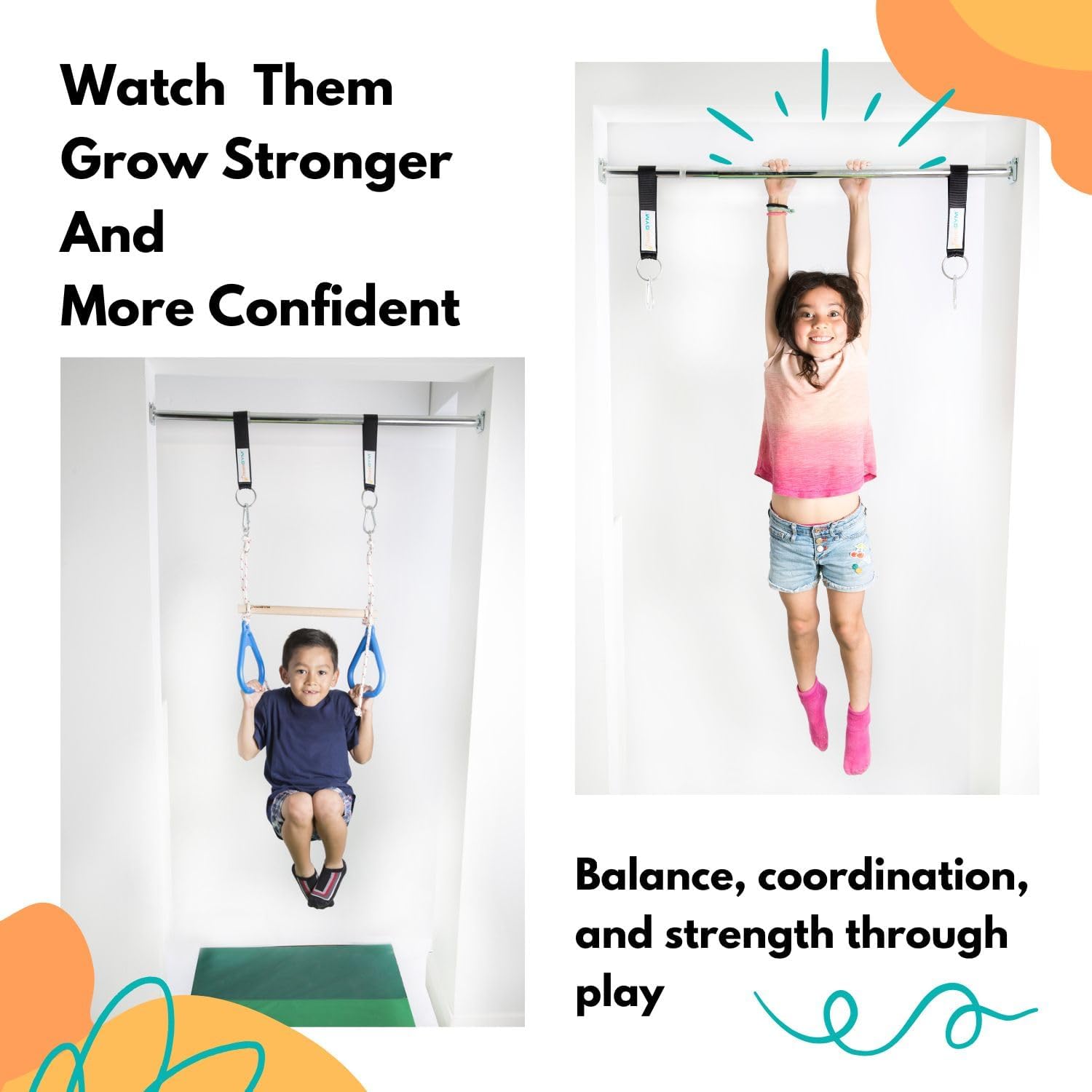 子供用室内ドアスイングセット - クラシックなロープスイング - Gymnastic Ring のレビューと価格