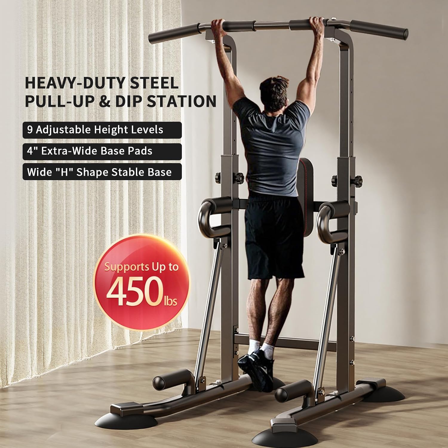 家庭用ジム向けのパワータワー・プルアップバー。自立式で多機能 - Pull Up Bar のレビューと価格