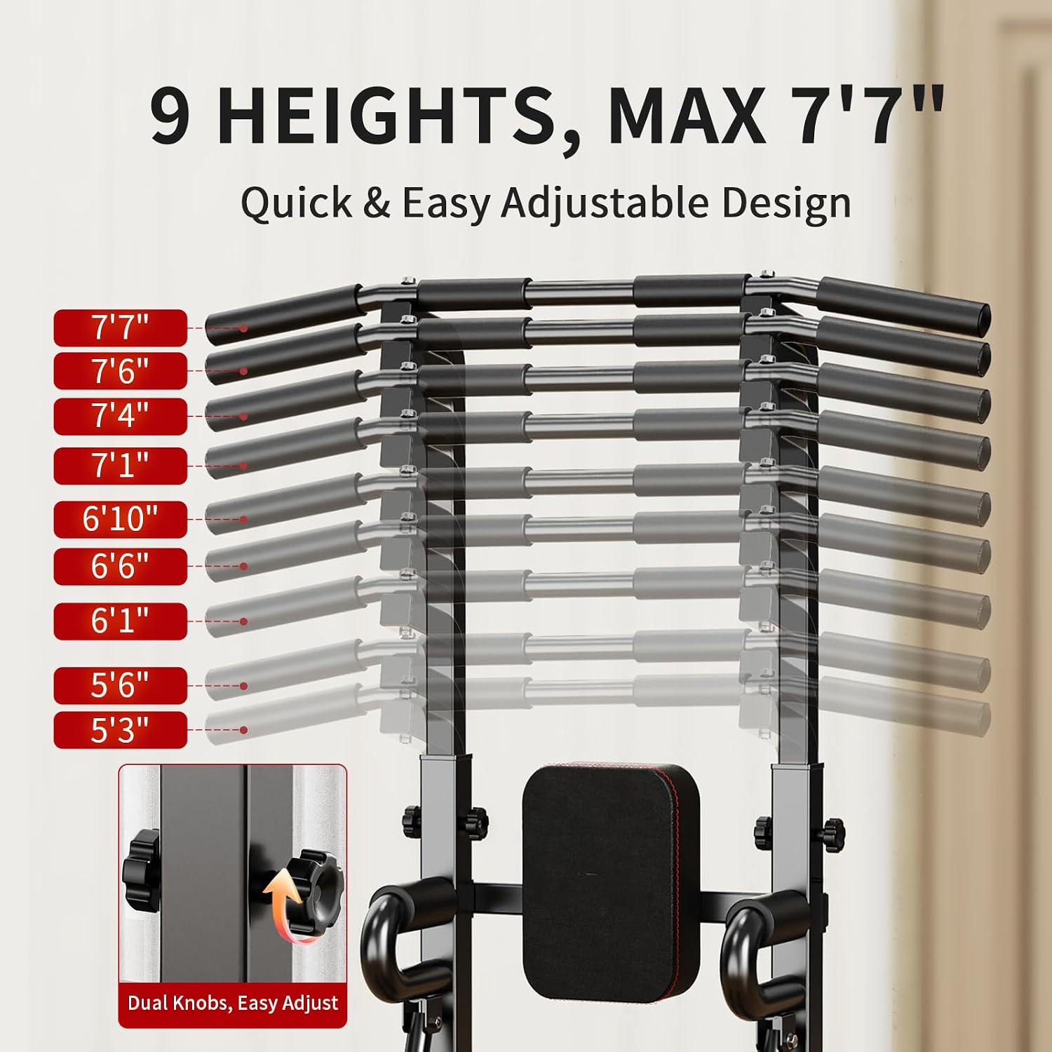 家庭用ジム向けのパワータワー・プルアップバー。自立式で多機能 - Pull Up Bar のレビューと価格
