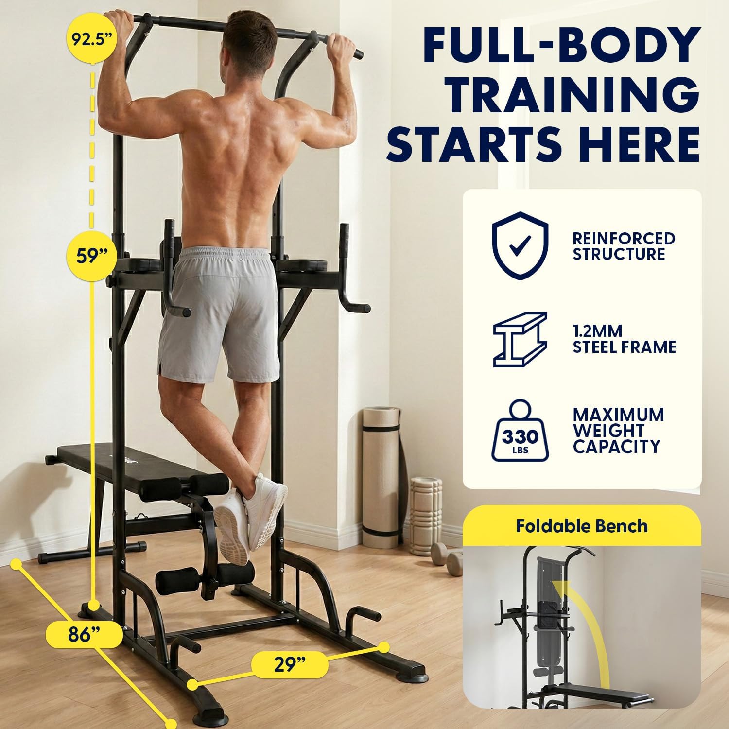 家庭用ジムでのトレーニングやベンチプレスに最適な、一体型のパ - Pull Up Bar のレビューと価格